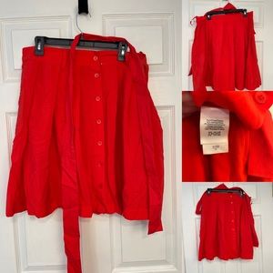 Silk Button Front Mini Skirt